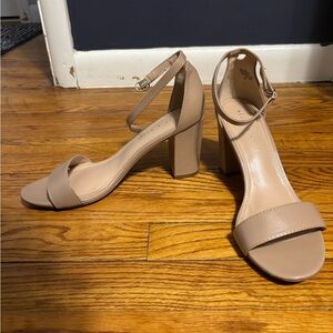 Kelly & Katie Nude Ankle-Strap Block Heel Sandals